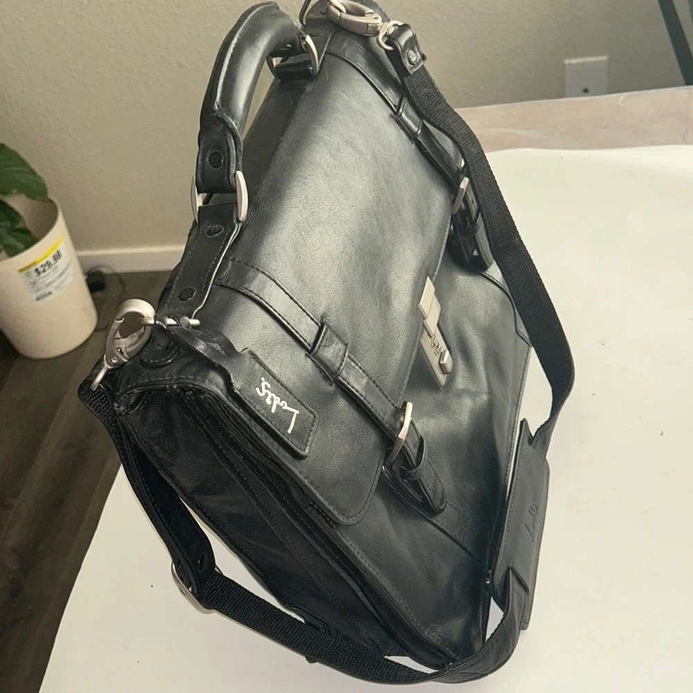 Elegant Black Leather Briefcase by Latico